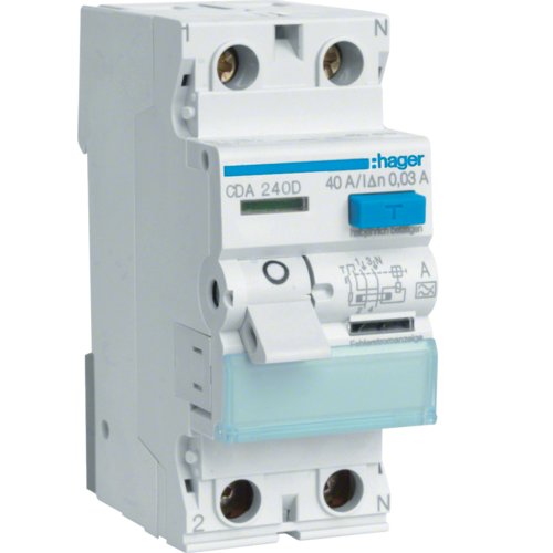 Hager CDA240D - RCCB 2P 40A/30mA Siguranță