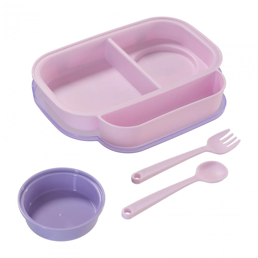 Farfurie Compartimentată U-GROW mov, cu capac și tacâmuri - imagine 6