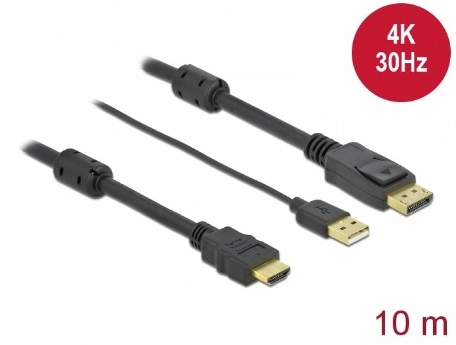 Cablu HDMI la DisplayPort 4K 10m, Delock 85968