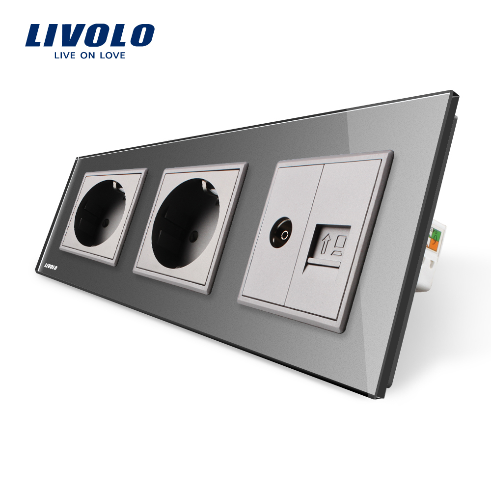 Priza Tripla Livolo Sticla: TV, Internet, 2xSchuko - imagine 22