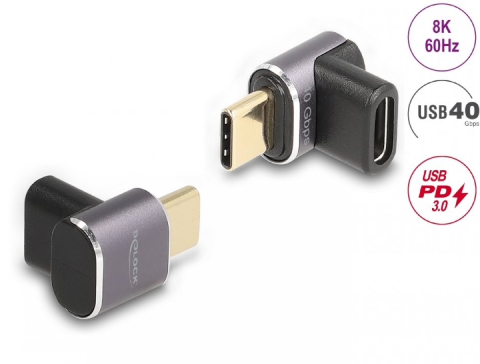 Adaptor USB4 Delock 90°, 100W, 8K
