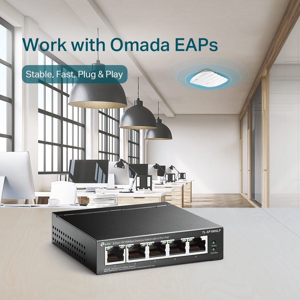 Switch TP-LINK TL-SF1005LP 5 Porturi PoE+ 41W - Rețea Stabilă - imagine 5