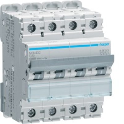 Siguranță automată Hager NCN432, 4P, 32A, 10kA, curbă C