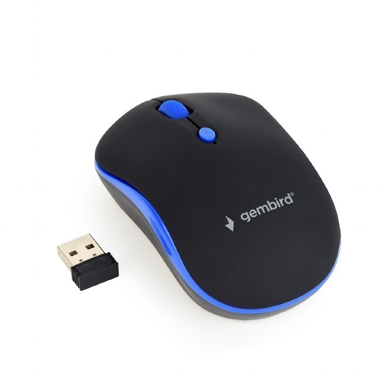 Mouse Wireless Gembird 1600 DPI Ergonomic Negru-Albastru - imagine 1