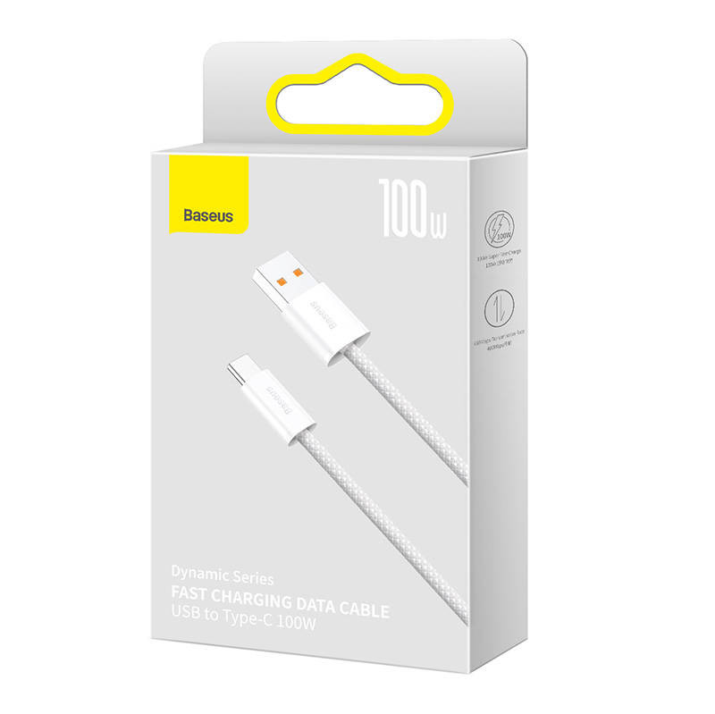 Cablu Baseus USB-C 100W, 1m, Alb - Încărcare Rapidă - imagine 5