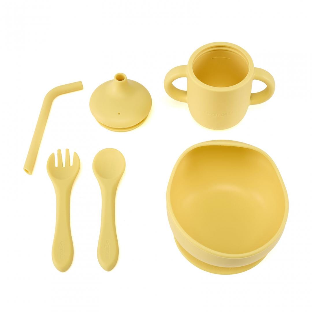 Set Diversificare Silicon 4 piese U-Grow - Galben | Bebe 6+ luni - imagine 4