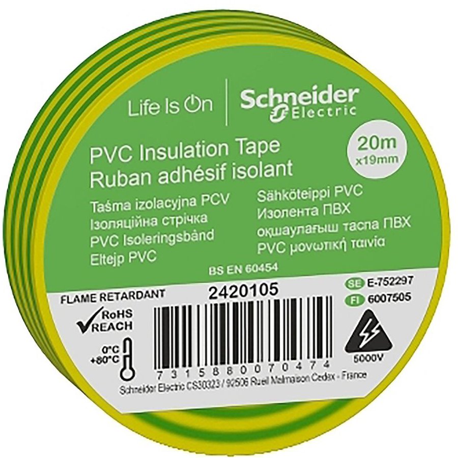 Banda Izolatoare PVC 19mm Schneider Galben/Verde