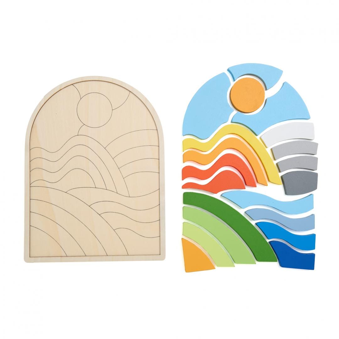 Puzzle Curcubeu Lemn 21 Piese | Joc Educațional Colorat - imagine 4