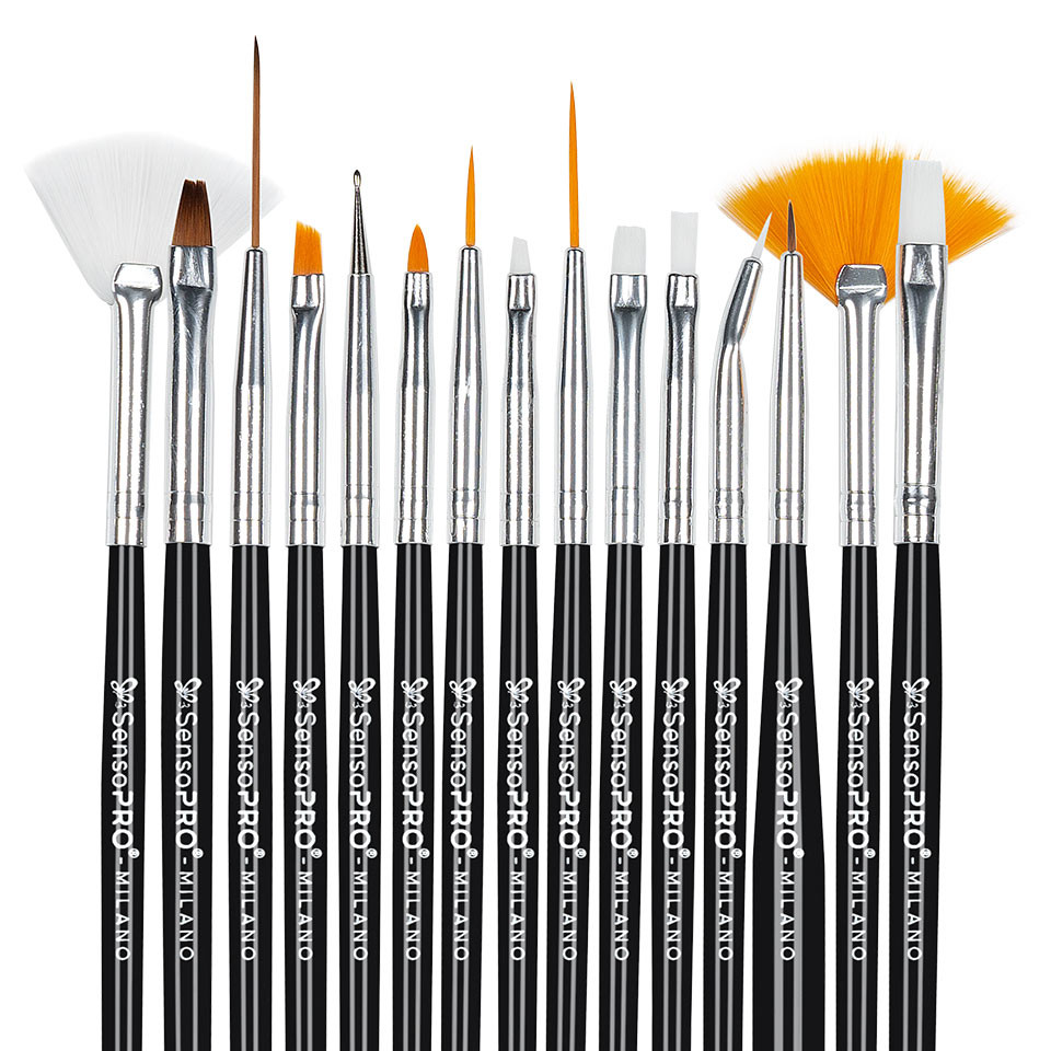 Set 15 Pensule Unghii SensoPRO Black Strokes