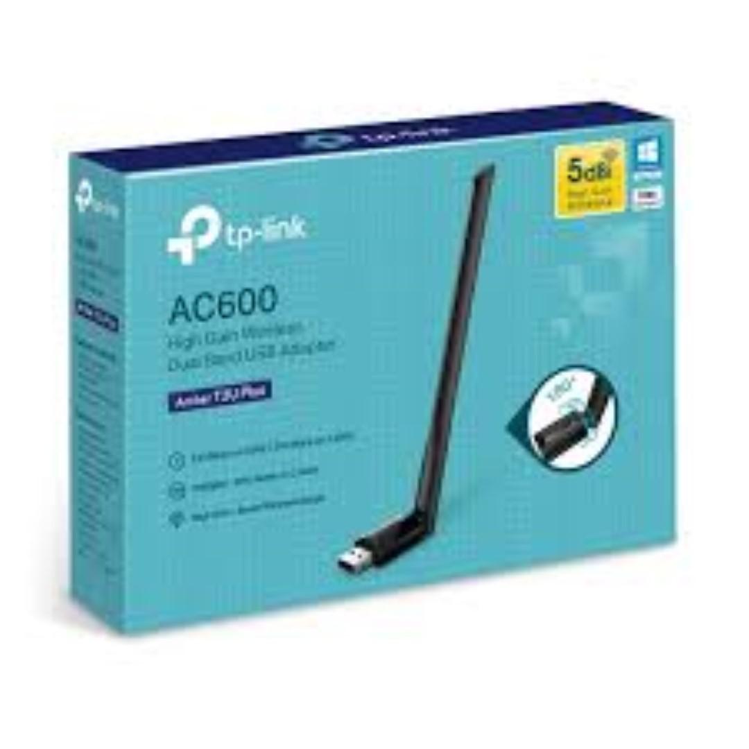 Tp-link AC600 High Gain Wireless Dual Band USB Adapter, ARCHER T2U PLUS; USB 2.0; 5dBi Antenna; Wireless Standards: IEEE 802.11b/g/n 2.4 GHz, IEEE ...