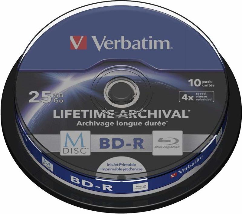 Disc BD-R Verbatim 25GB MDISC Printabil 10 buc - Arhivare