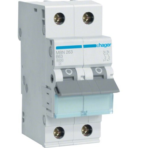 Siguranță Automată 2P 63A 6kA Hager MBN263