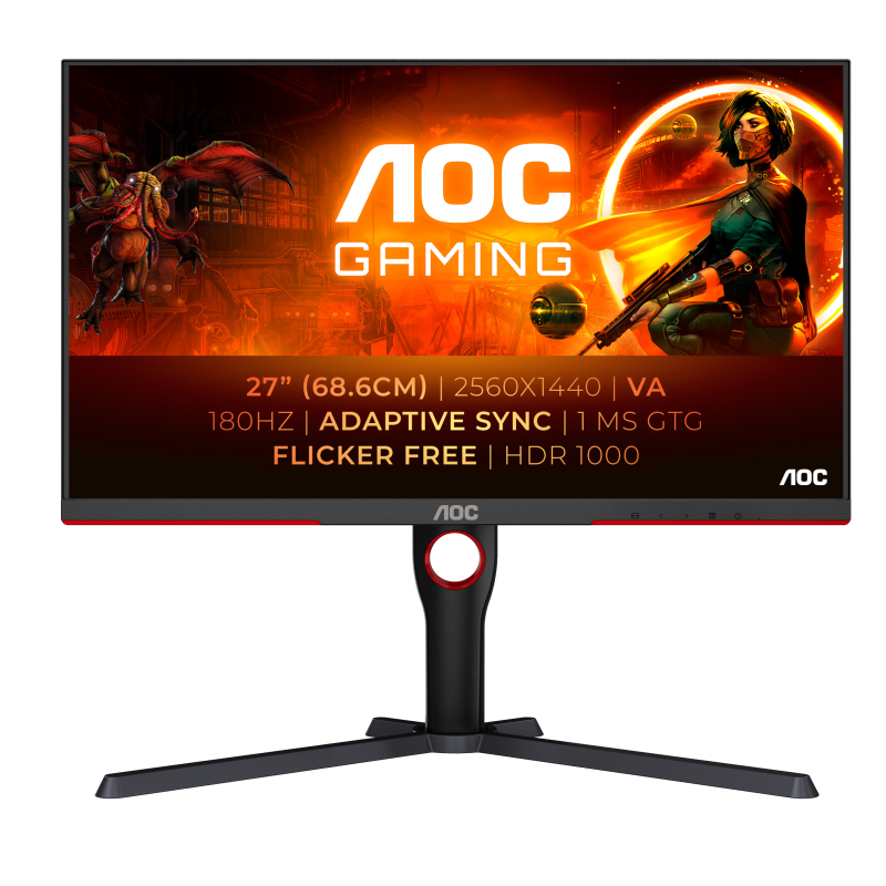 Monitor Gaming AOC 27" Q27G3XMN/BK, QHD 180Hz, Mini LED - imagine 1