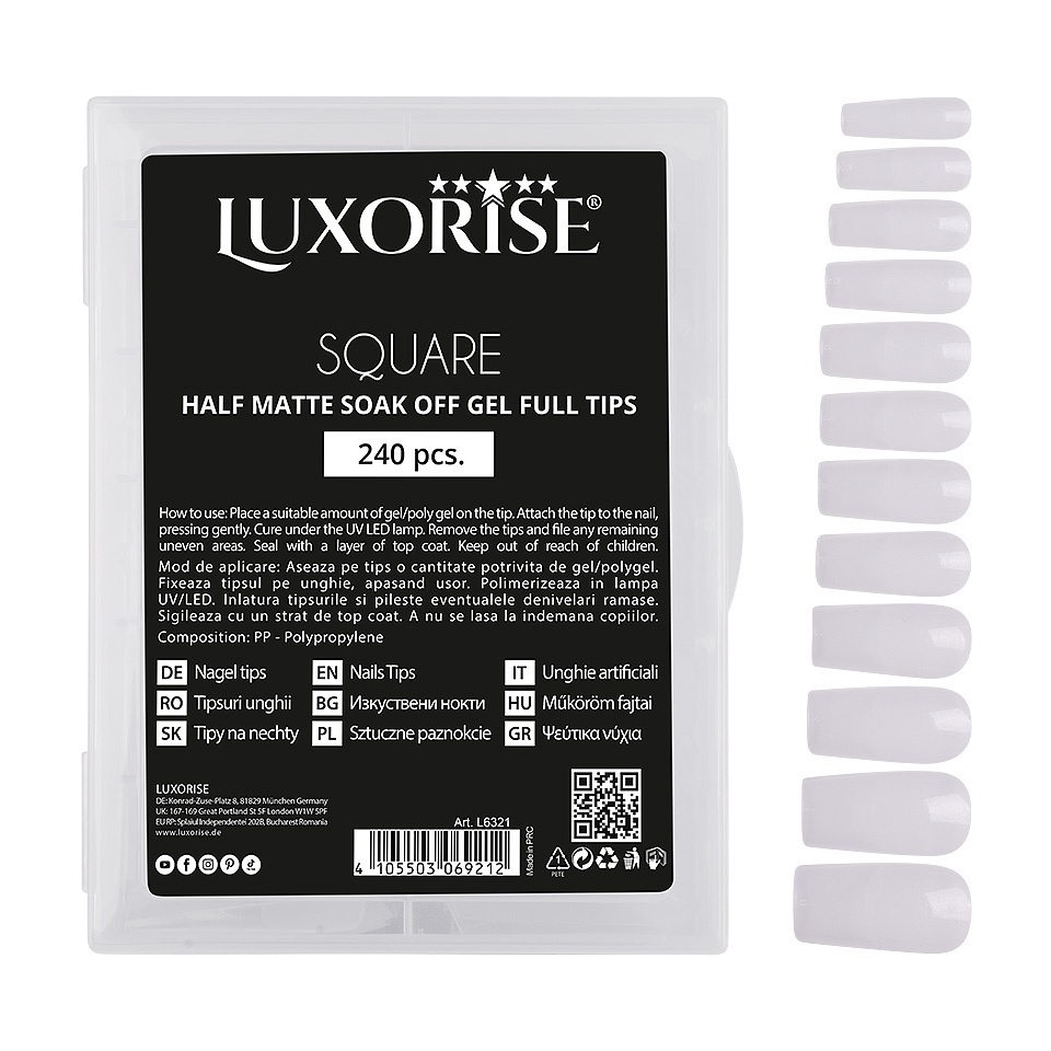 Tipsuri Dizolvabile Square Half Matte, 240 buc, Luxorise
