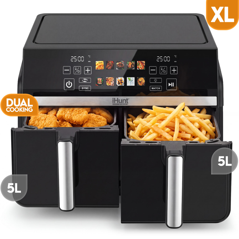 iHunt Bro Dual Air Fryer 10L, 2 Zone, 1800W - imagine 2