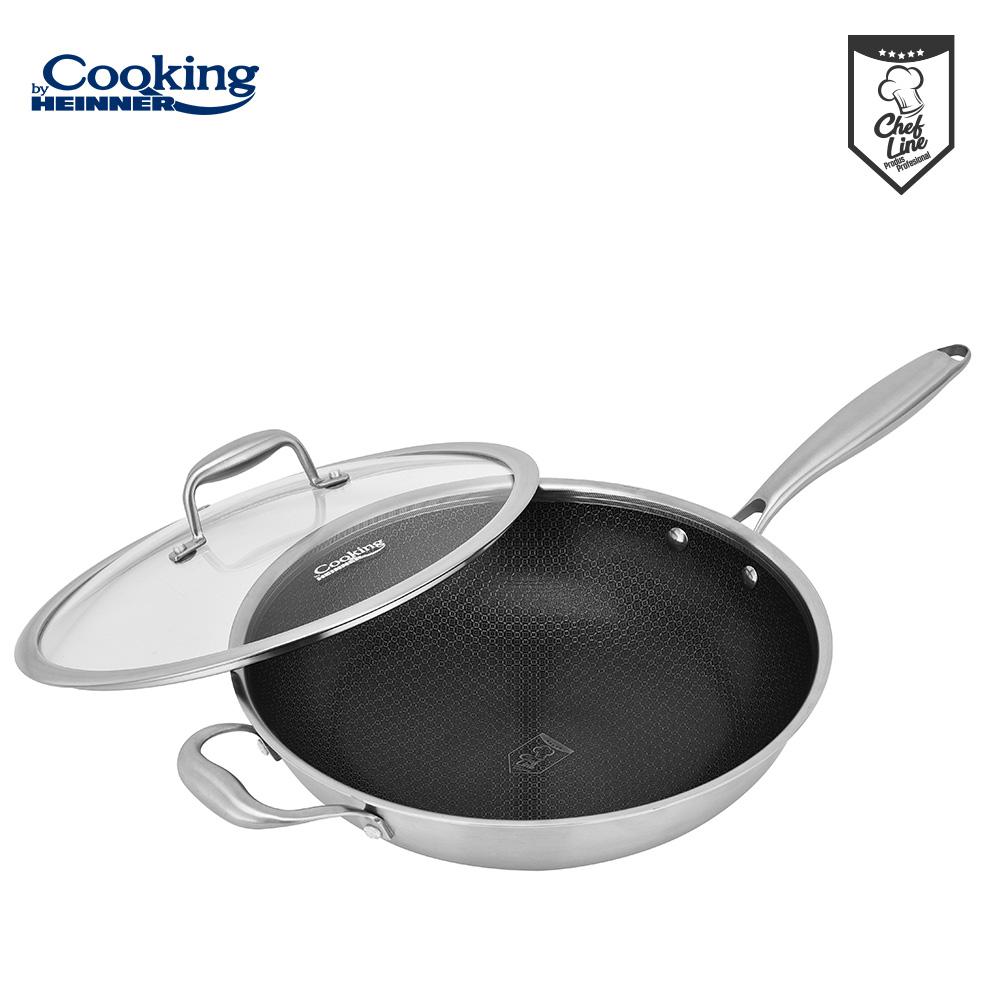 Tigaie Wok Heinner Titanium3 30cm Inox cu Capac - 4.5L - imagine 2