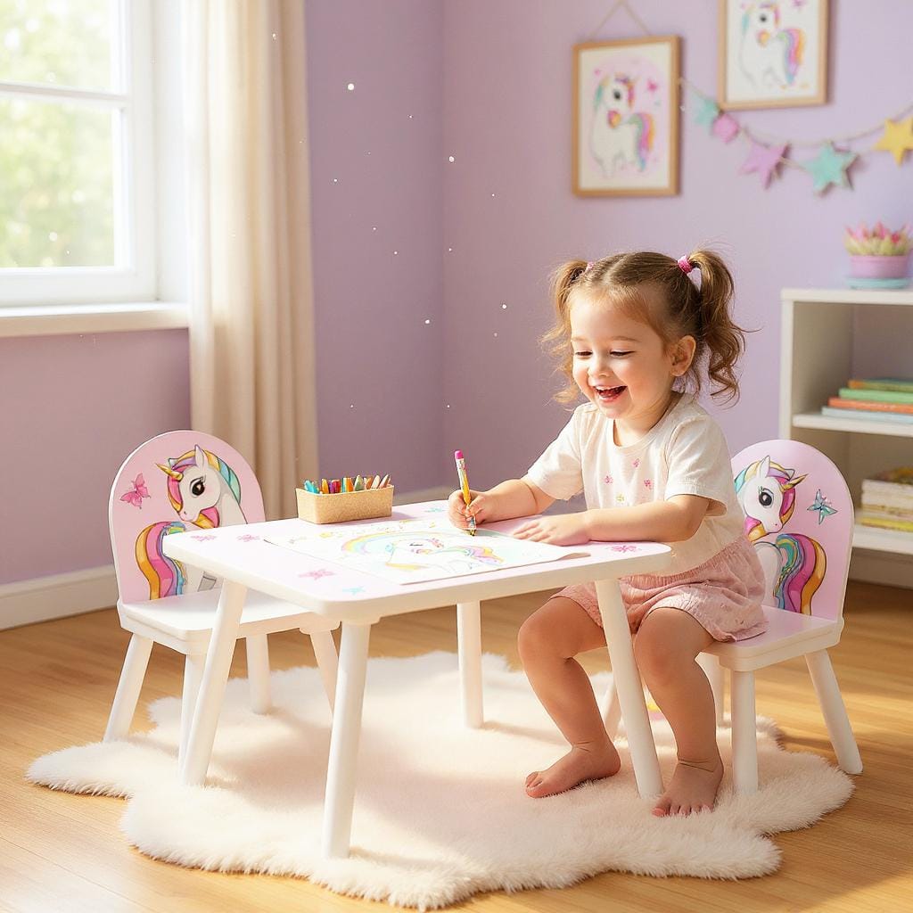 Set Birou și 2 Scaune Unicorns U-Grow - Pentru Creativitate - imagine 4