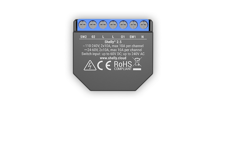 Releu Wi-Fi Shelly 2.5, Control Vocal, 20A - imagine 2