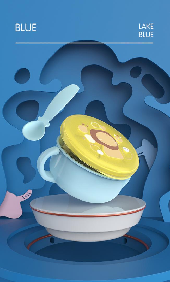 Bol 2 in 1 Snackuri și Linguriță Albastru U-Grow - imagine 5