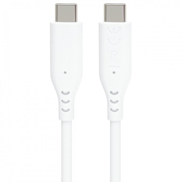 Cablu USB-C Oem 60W Silicon Alb 1.5m, Încărcare Rapidă PD
