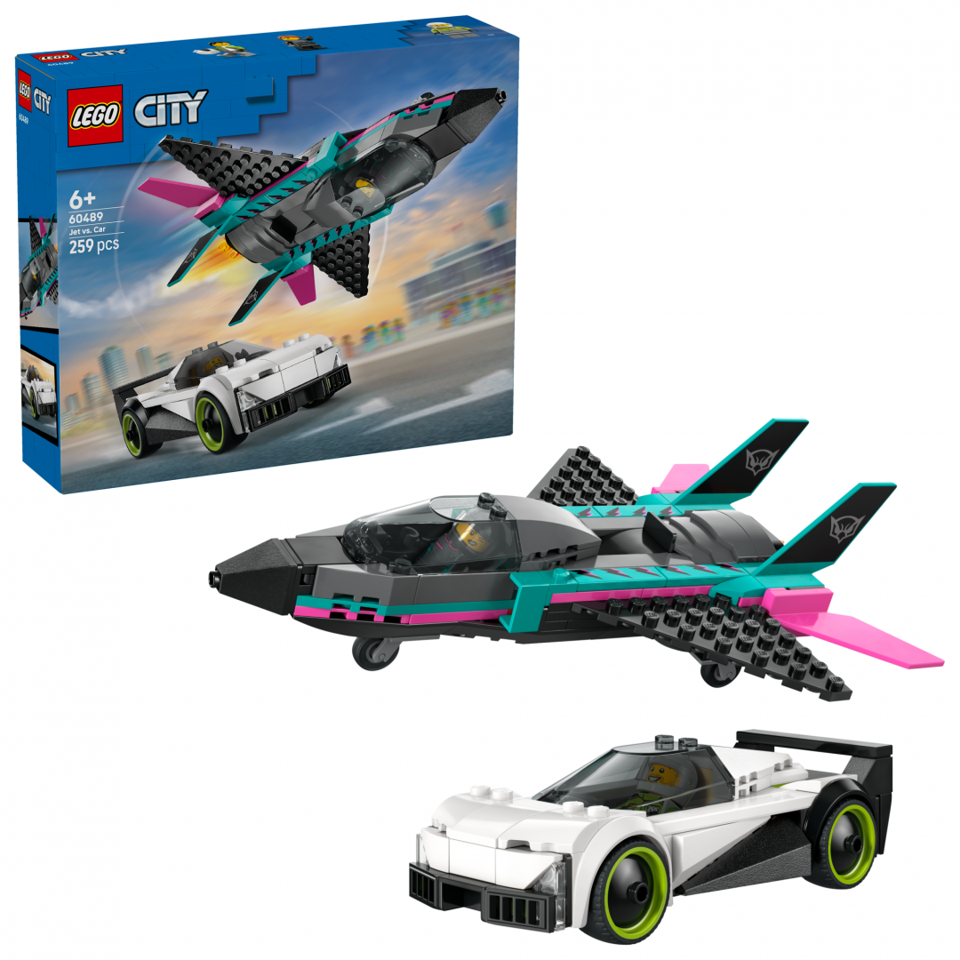 LEGO City Avion cu Reactie vs Masina de Curse 60489