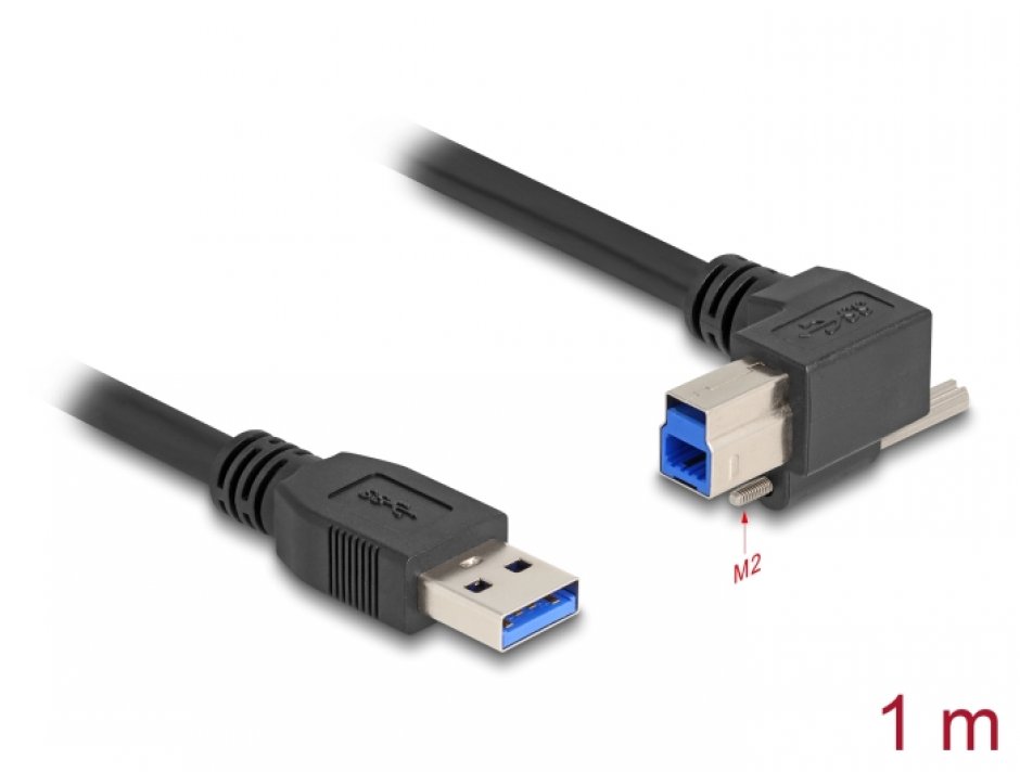 Cablu USB 3.2 Delock 1m, Unghi drept, Negru