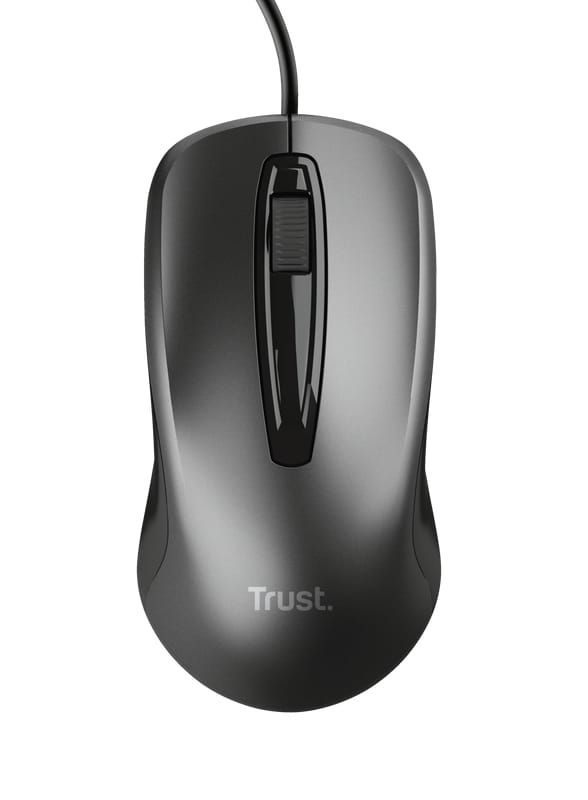 Mouse Optic Trust 1200 DPI cu Fir - Negru, Ergonomic - imagine 2
