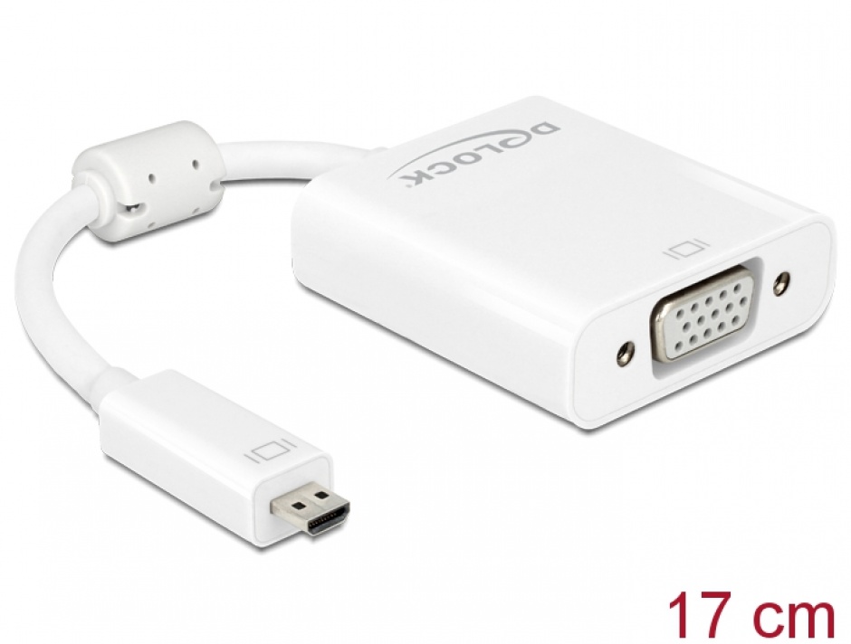 Adaptor Delock Micro-D HDMI la VGA cu Audio Alb