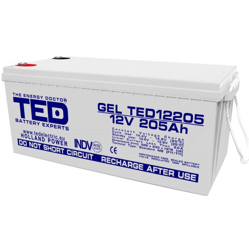 Acumulator GEL 12V 205Ah TED Electric Deep Cycle