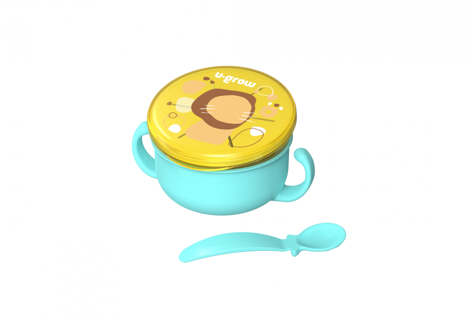 Bol 2 in 1 Snackuri și Linguriță Albastru U-Grow - imagine 3