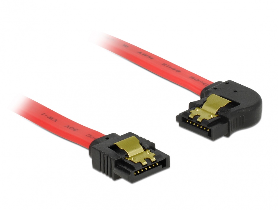 Cablu SATA III 6Gb/s Rosu 50cm cu Fixare Delock