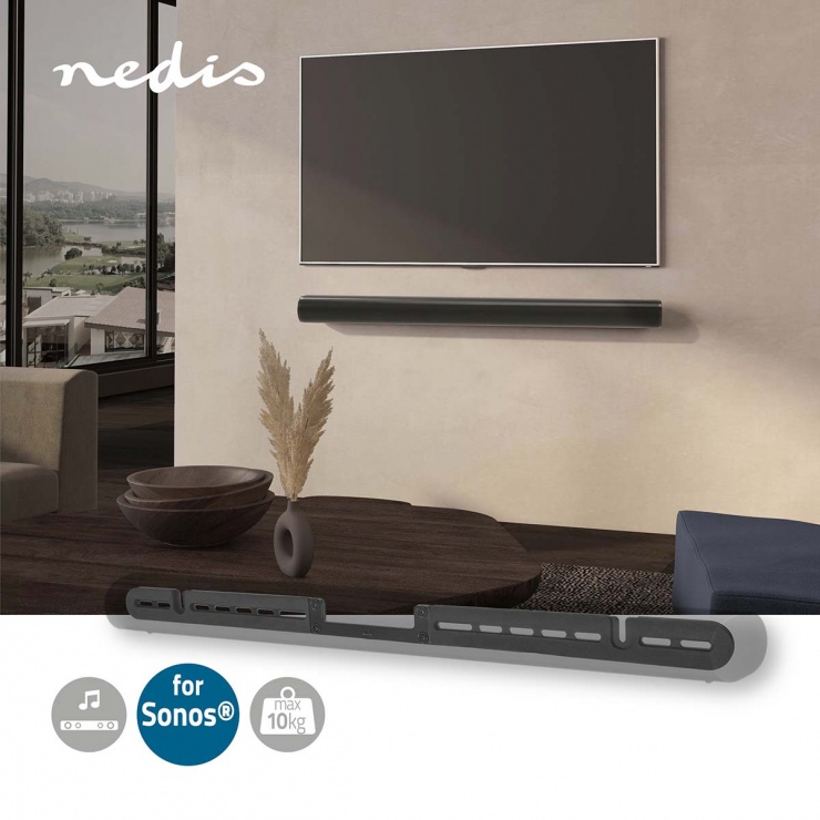 Suport Perete Soundbar Sonos Arc Nedis Negru - imagine 1