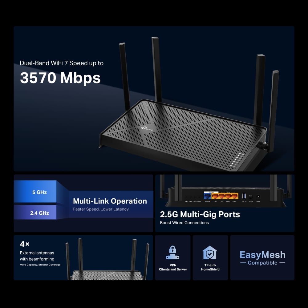 Router TP-Link Archer BE230 Wi-Fi 7 BE3600 Dual-Band - imagine 13
