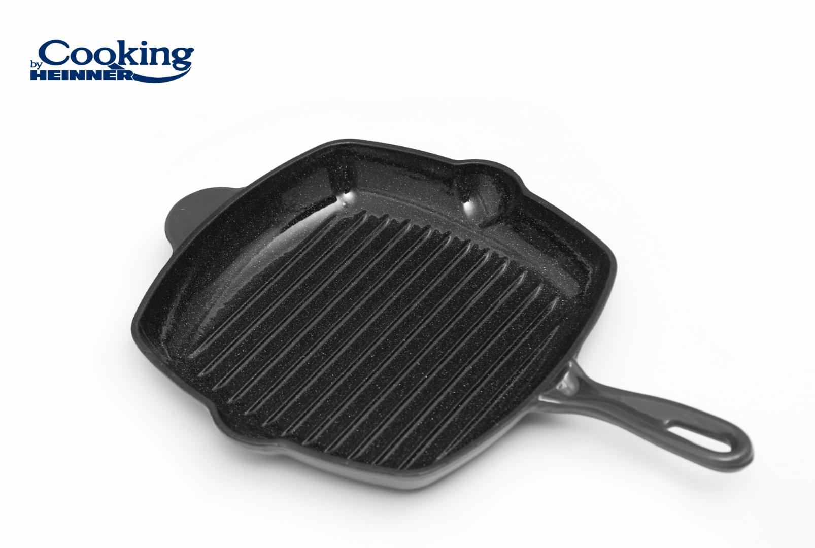 Tigaie Grill Fontă Emailată Heinner 26.5 cm - Marble Grey - imagine 2