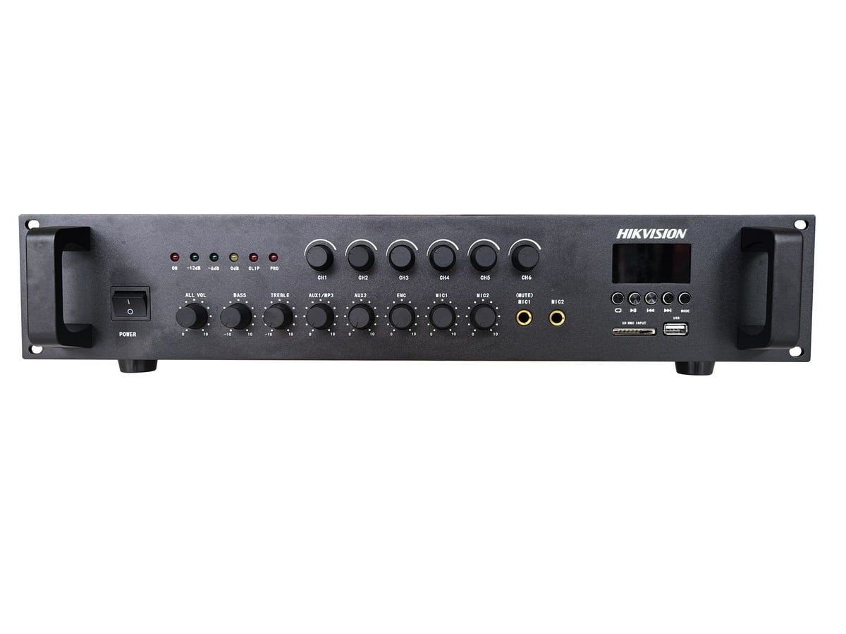 Amplificator PA Hikvision 240W cu 6 Zone și Bluetooth