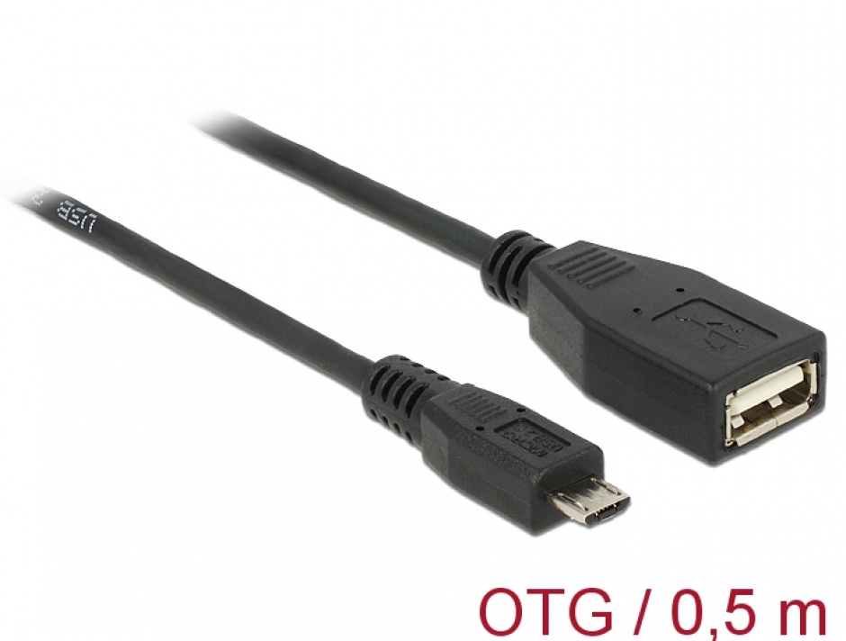 Cablu OTG Delock USB A la Micro B 50 cm