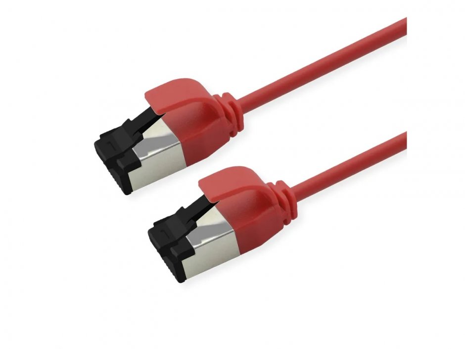 Cablu RJ45 Cat.8.1 Slim 1m Roșu Roline, 40 Gbps