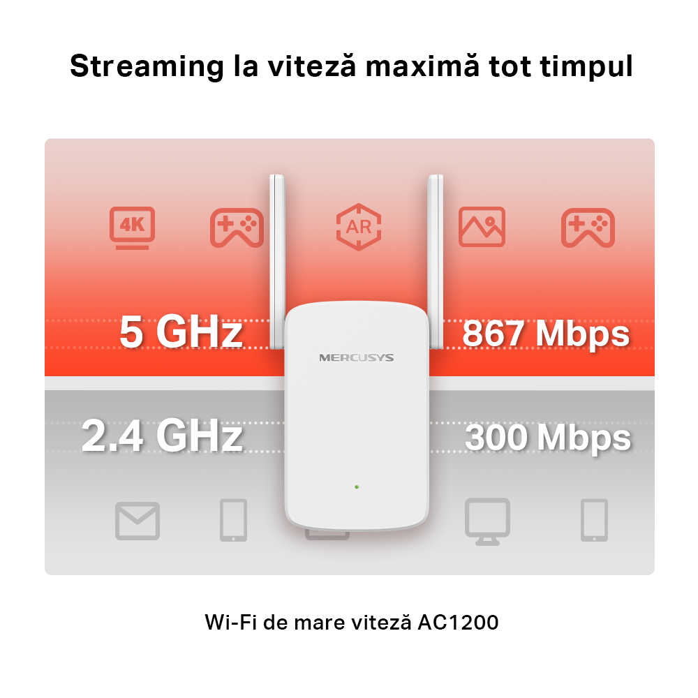 Range Extender Mercusys ME30 AC1200 Dual-Band - Wi-Fi în Toată Casa - imagine 6