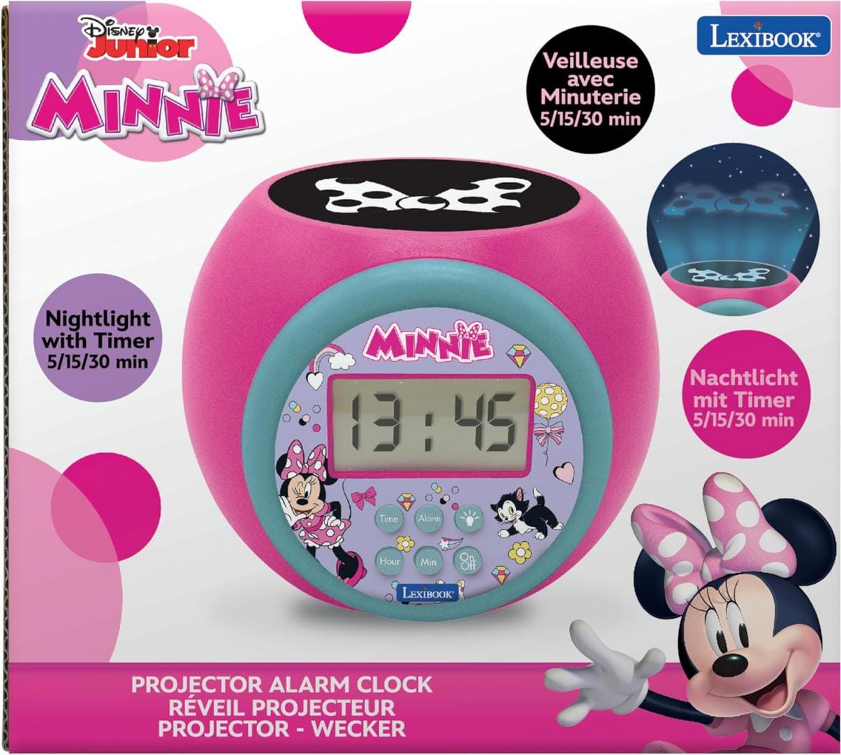Ceas Deșteptător Proiector Minnie Mouse Lexibook - Lumină Noapte - imagine 4