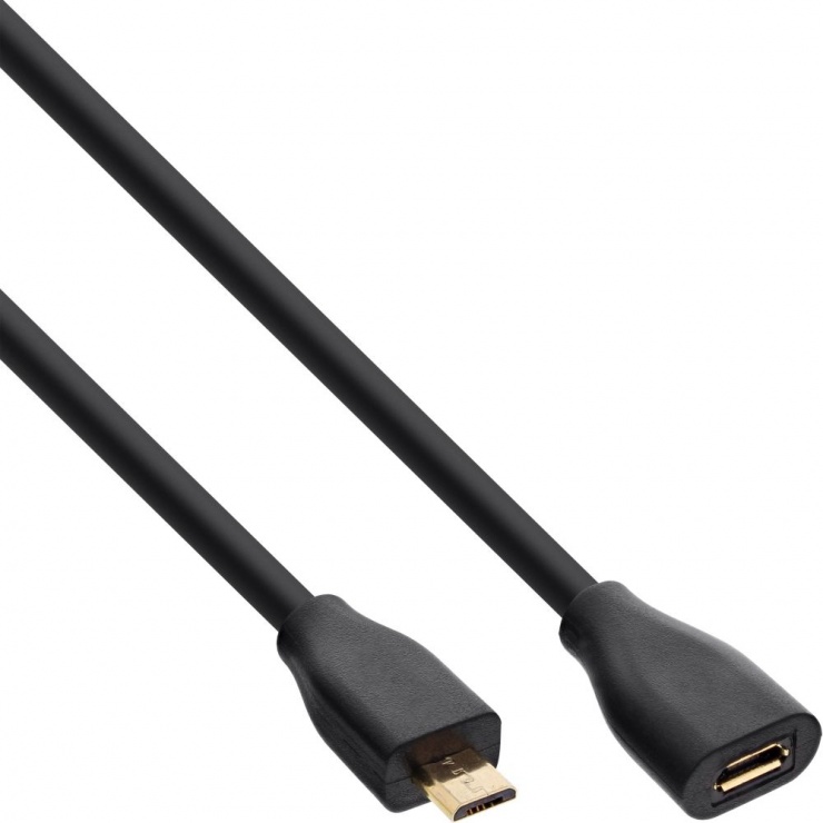Prelungitor Micro USB Inline, 1.5m, Negru