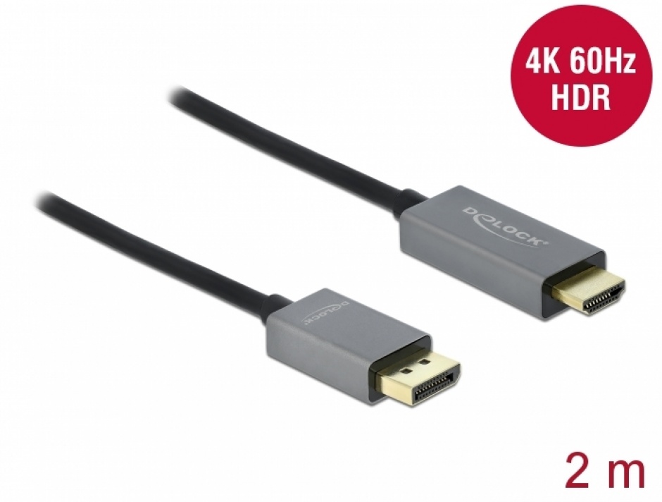 Cablu Activ DisplayPort la HDMI 4K Delock 2m