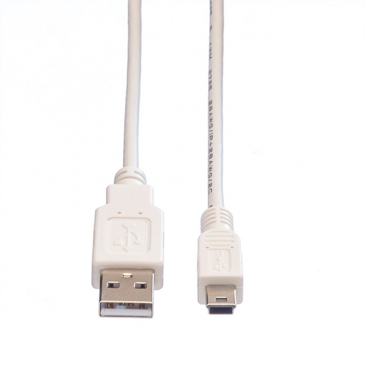 Cablu USB 2.0 la Mini-B Value 1.8m Alb