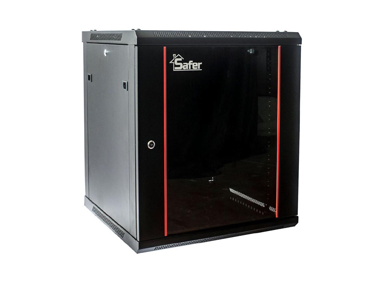 Rack Perete 18U Safer, Yală și Sticlă Securizată