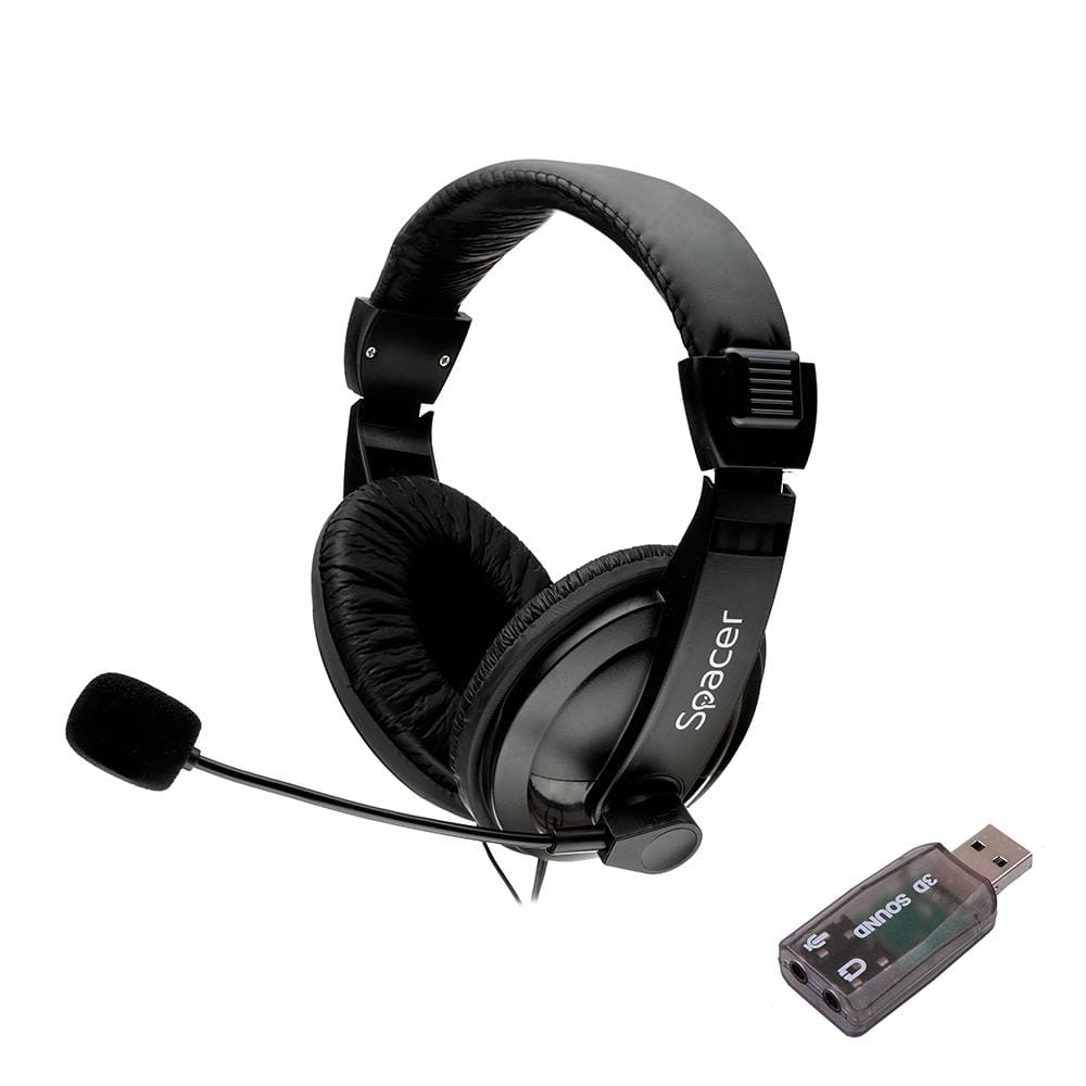 Căști Multimedia Spacer cu Fir și Microfon - USB/Jack 3.5mm - imagine 2