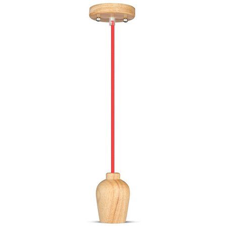 Pendul Tavan Lemn Roșu V-TAC, E27, Stil Industrial