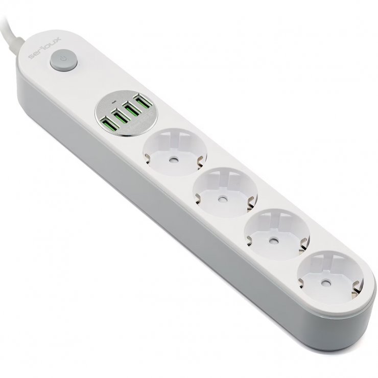 Prelungitor 4x Schuko + USB 2m, Alb OEM