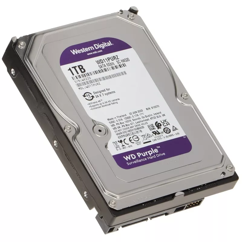 HDD WD Purple 1TB WD11PURZ - Stocare Supraveghere Video 24/7 - imagine 2