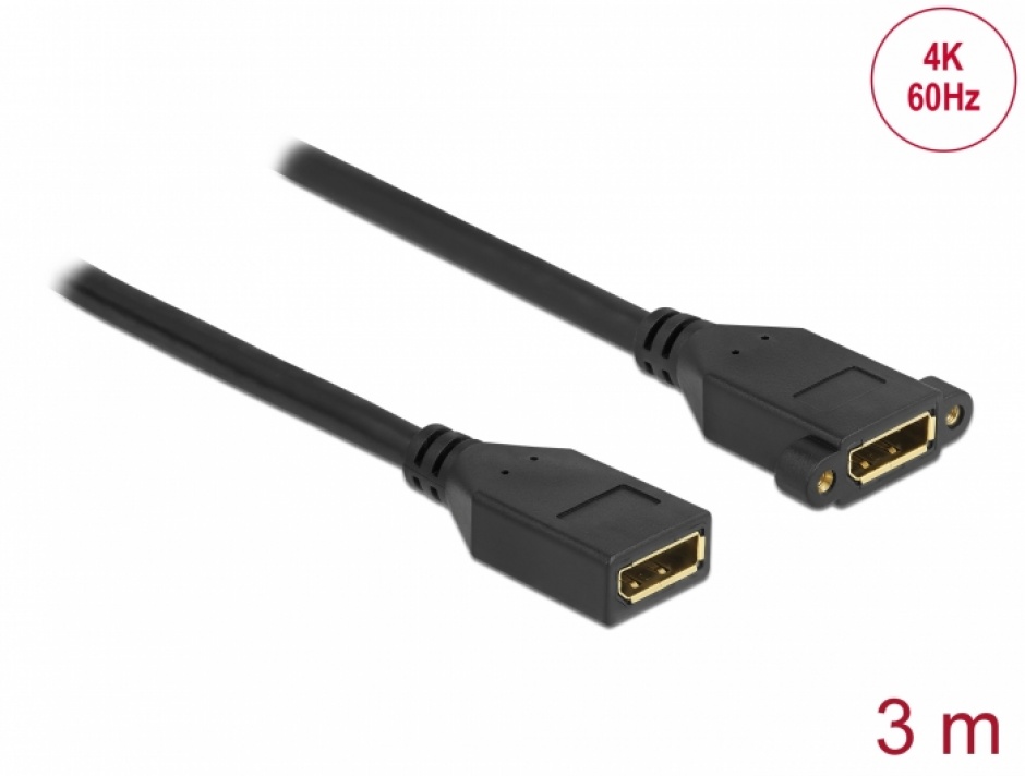 Cablu DisplayPort Delock 4K 3m cu montaj pe panou