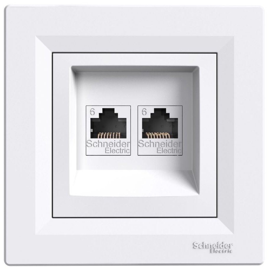 Priza Date Dublă RJ45 Cat.6 UTP Schneider Alb