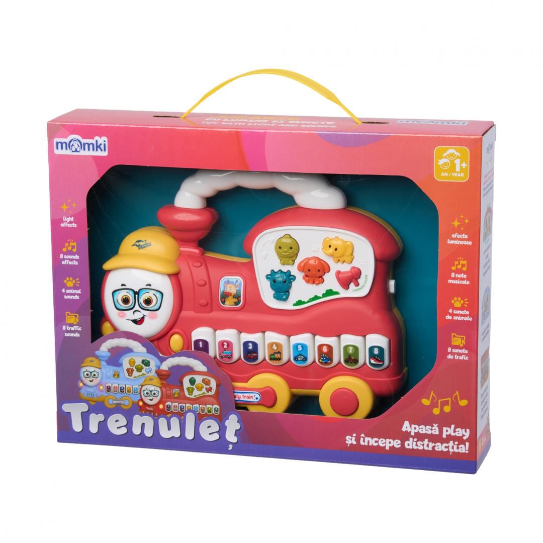Trenulet cu Lumini si Sunete Momki - Jucarie Educativa 1 an+ - imagine 7